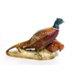 Beswick Pheasants (Pair), model No. 2078, red-brown and teal green with yellow markings - gloss