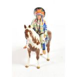 Beswick Mounted Indian, model No. 1391, skewbald gloss. Black crest mark