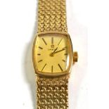 A lady's 9ct gold wristwatch, signed Omega