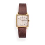 An 18ct Gold Square Shaped Wristwatch, signed Jaeger LeCoultre, circa 1965, lever movement signed