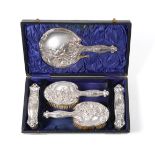 An Edward VII Silver Five-Piece Dressing-Table Service, by Jones and Crompton, Birmingham, 1908,