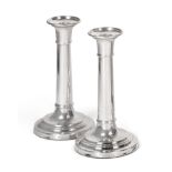A Pair of Elizabeth II Silver Candlesticks, makers mark MCH, London, 2008, on spreading part-