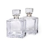 A Pair of Elizabeth II Silver-Mounted Bohemian Glass Decanters, The Mounts by Laurence R. Watson,