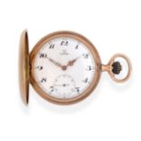 A 14ct Gold Full Hunter Pocket Watch, signed Omega, circa 1920, lever movement, enamel dial with