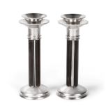 A Pair of Elizabeth II Silver and Wood Candlesticks, by Martyn Pugh, Birmingham, 2000, in the Art