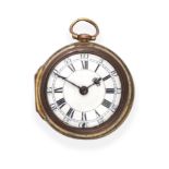 A Rare Gilt Metal Pair Cased Verge Pocket Watch, signed Henry Hindley, York, No.959, circa 1750,