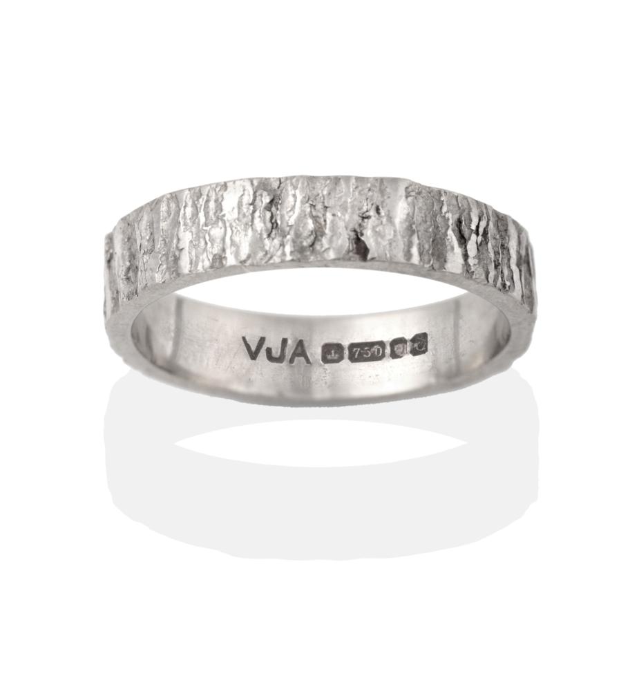 An 18 Carat White Gold Textured Band Ring, by Vincent James Ashworth, finger size K see illustration