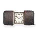 A Steel and Chrome Purse Watch, signed Movado, model: Ermeto, circa 1935, lever movement, silvered