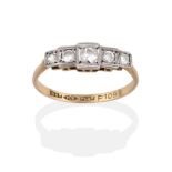 An Art Deco Diamond Five Stone Ring, the graduated round brilliant cut diamonds in individual