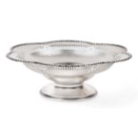 A George V Silver Bowl, by Barker Brothers Ltd., Chester, 1922, the shaped circular bowl pierced and