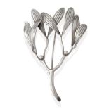 A Silver Brooch, by Anton Michelsen, of stylised mistletoe form, measures 5.0cm by 7.5cm see