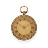 An 18ct Gold Open-Faced Pocket Watch, 1840, lever movement, gold dial with Roman numerals, multi-