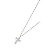 A Diamond Cross Pendant on Chain, set throughout with round brilliant cut diamonds, in white claw