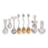 Five Various Elizabeth II Silver Tea-Caddy Spoons, two by A. E. Jones, Birmingham, 2003 and 2004,