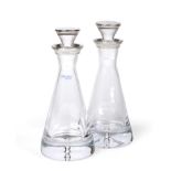 Two Elizabeth II Silver-Mounted Glass Decanters, The Silver Mounts by Broadway and Co.,