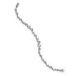 An 18 Carat White Gold Diamond Bracelet, of entwined links, round brilliant cut diamonds in claw