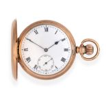 A 9ct Gold Full Hunter Pocket Watch, 1920, lever movement stamped D.F&C, enamel dial with Roman