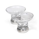 A Pair of Elizabeth II Silver-Mounted Glass Bowls, The Silver Mounts by Broadway and Co.,