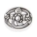A Silver Brooch, by Georg Jensen, stylised foliage within an oval frame, numbered 138, measures 4.