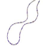 A Purple Opal, Amethyst, Lapis Lazuli and Cultured Pearl Necklace, purple opal, amethyst and