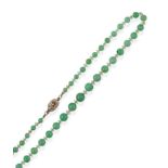 A Jade and Rock Crystal Necklace, spherical jade beads spaced by faceted and smooth rock crystal