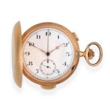 A 14ct Gold Full Hunter Quarter Repeating Chronograph Pocket Watch, circa 1910, gilt finished