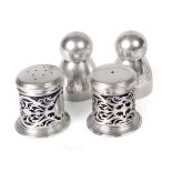 Two Pairs of Elizabeth II Silver Salt and Pepper-Shakers, One Pair by Broadway and Co.,