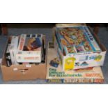 Two boxes assorted games, and a Meccano set (3)