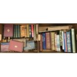 Two boxes of books on various topics, esp. lit., hist., and antiquarian interest, some leather