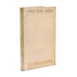 Lewis, Wyndham One-Way Song. Faber and Faber, 1933. 8vo, original full vellum, upper board and spine
