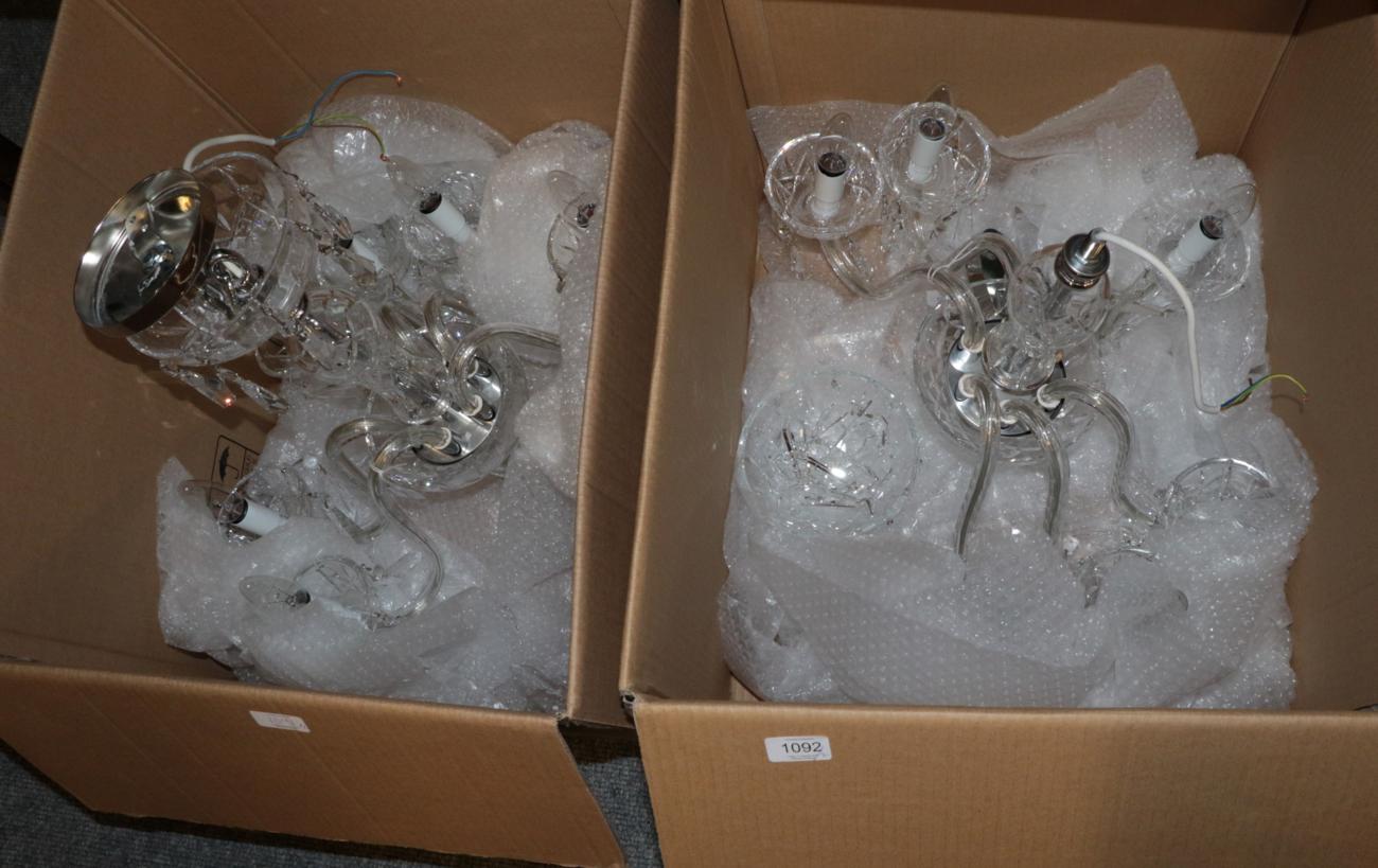 Two Waterford crystal six arm chandeliers