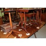 ^ A Victorian figured walnut occasional table, 70cm high; a late 19th century mahogany wine table,