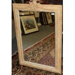 A Reproduction Bevelled Glass Mirror, with cream painted effect frame, 108cm by 73cm