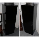 A Pair of Black Lacquer and Laminated Pillars, modern, of square form, 40cm by 40cm by 120cm