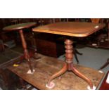 ^ A George III mahogany flip top circular tripod table, 73cm high; and a Regency mahogany flip top