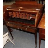 Edwardian mahogany and line-inlaid Bureau De Dame