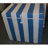 A Painted Pine Hinged Trunk, the interior paper lined, 78cm by 52cm by 78cm
