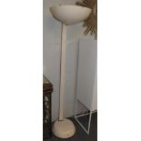 A 1980s floor standing uplighter, cream, designed by Thorn, labeled Thorn EMI