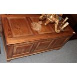 A late George III pine chest with hinged lid, 120cm wide