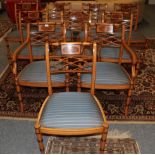 A Set of Ten Regency Style Dining Chairs, including two carvers, modern, with turned top rails above