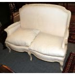 French style cream painted two seater sofa