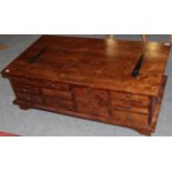 A Laura Ashley Garrat Cherry Twelve-Drawer Coffee Table, modern, of rectangular form with hinged