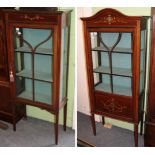 Two Edwardian inlaid mahogany display cabinets