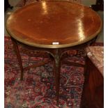A late 19th century rosewood, crossbanded, marquetry inlaid and gilt metal mounted circular centre