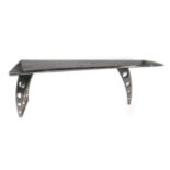 An Aviator Style Console Table, modern, in the form of a curved aeroplane wing, the polished metal