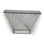 A Late 20th Century Chromed Metal and Tubular Side Table, with bevelled glass top of rectangular