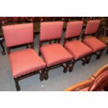 Four oak Waring & Gillows chairs with finials (4)