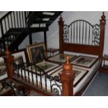 The Stanley Furniture Company: A Walnut Effect and Black Wrought Iron Four-Poster Bed, modern, the