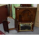 An early 20th century dressing table mirror, a George III oak hanging corner cupboard and a early