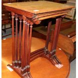 ^ A quartetto of mahogany and satinwood banded nesting tables, the largest 50cm wide